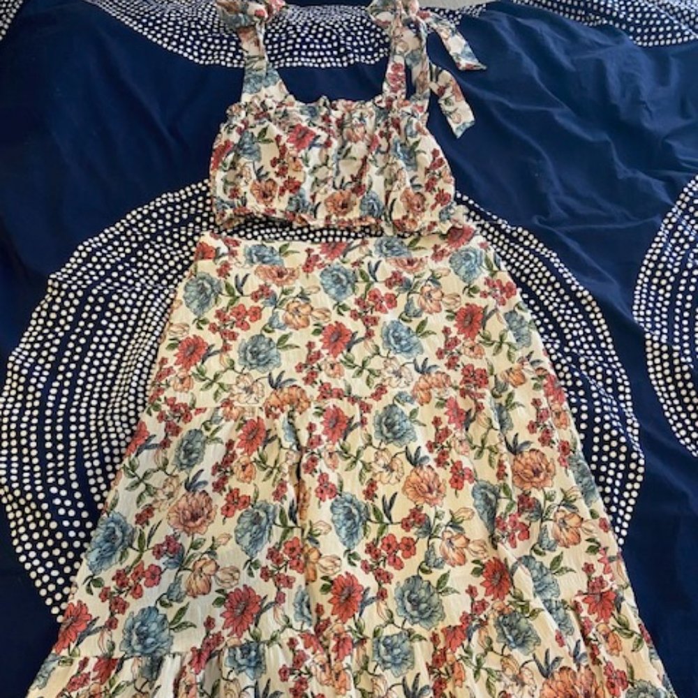 Forever21+ Floral Crop and Maxi Skirt Set